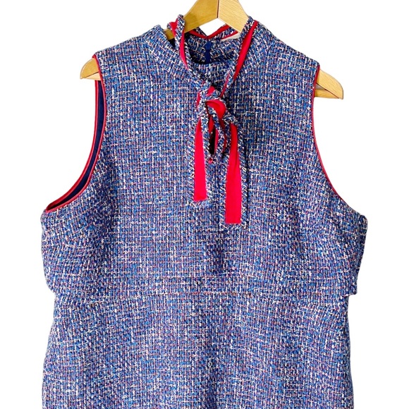 J Crew Tie Neck Tank Dress Blue in Autumn Tweed NWT AR691 Women’s Size 20 - Picture 4 of 13